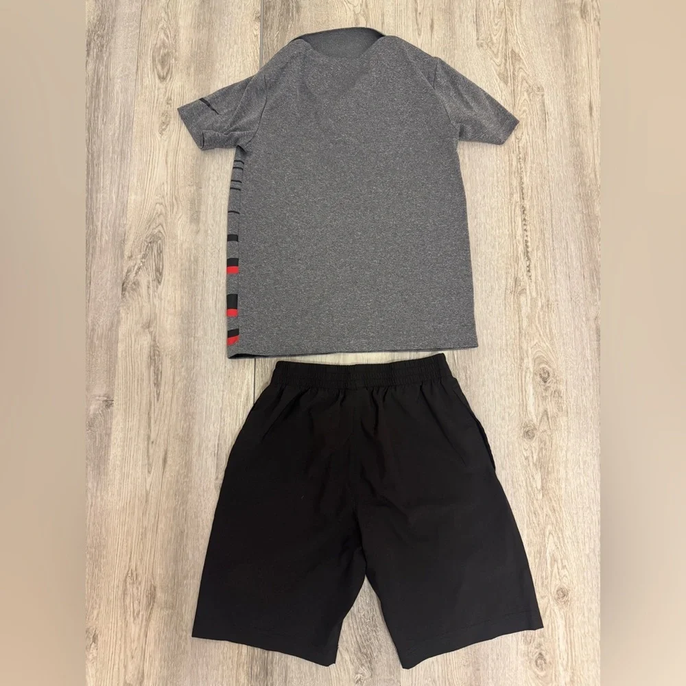 Gray and Black Nike Polo Athletic Set